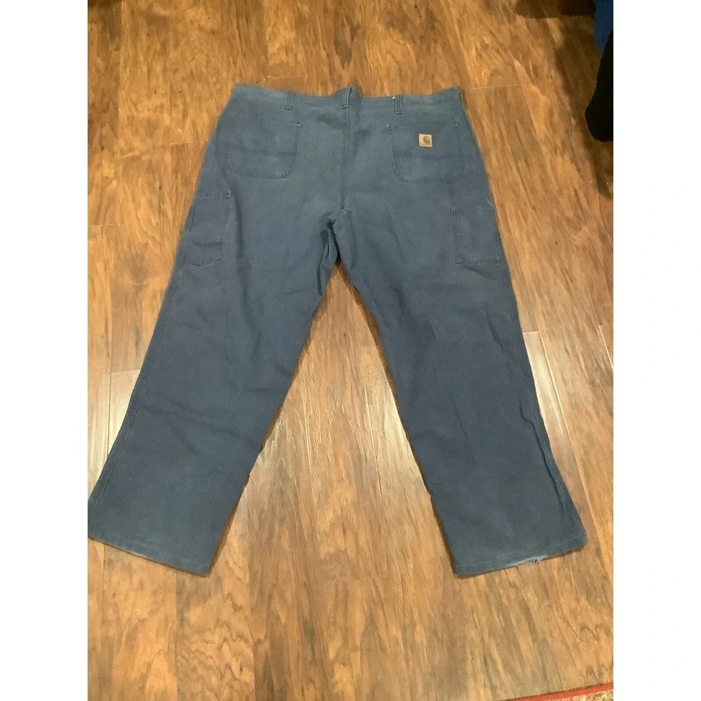 Carhartt Dungaree Fit B11 MDT Size 44X30Navy Blue Work Pants Triple Stitched